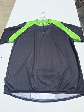 Primal Men's Short Sleeve Partial Zip Cycling Jersey Black & Neon Green